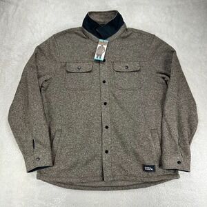 NWT Eddie Bauer Sweater Fleece Shirt Jacket Mens L Turkish Coffee Outdoor Logo